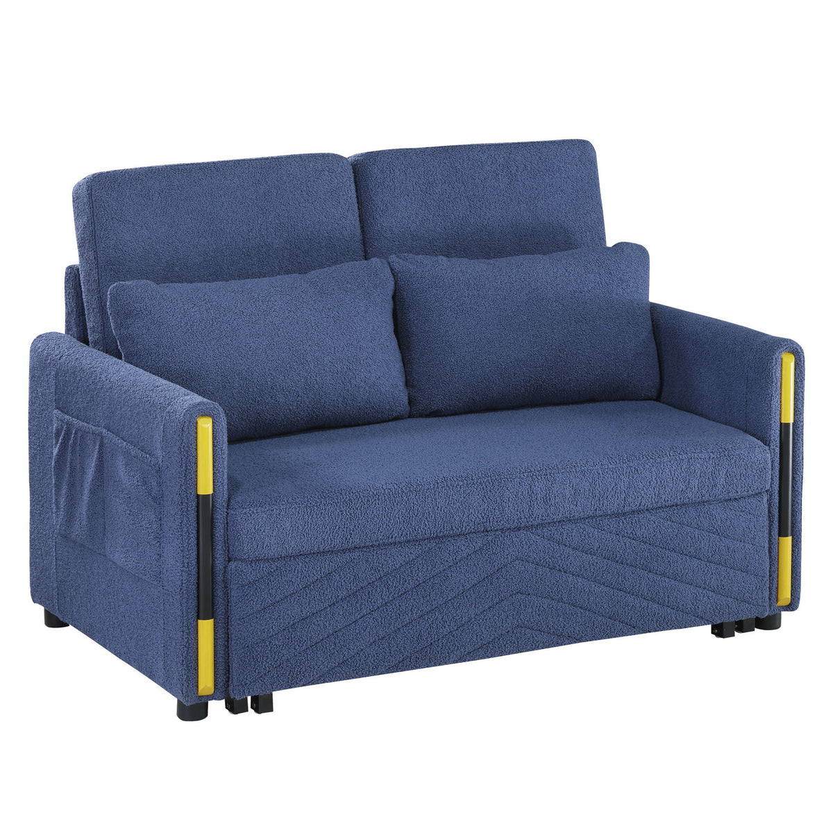 Percy - Teddy Velvet Sleeper Loveseat With Dual-Pull Sleeper Design