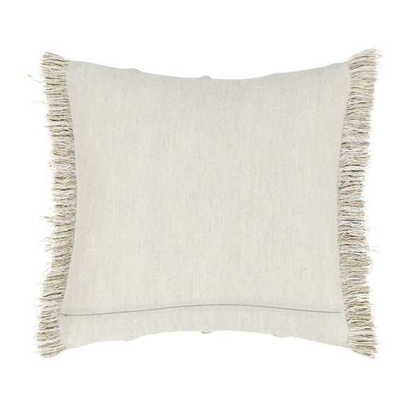 Natural solid pillow with soft fringe trim on all edges