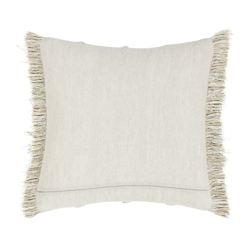 Natural solid pillow with soft fringe trim on all edges
