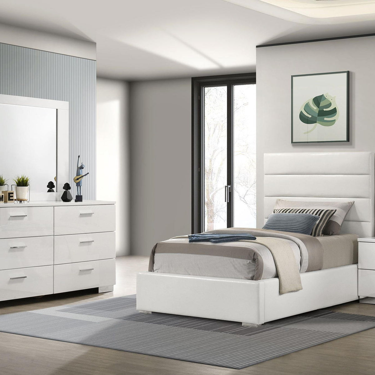 Felicity 4-piece Twin Bedroom Set White High Gloss