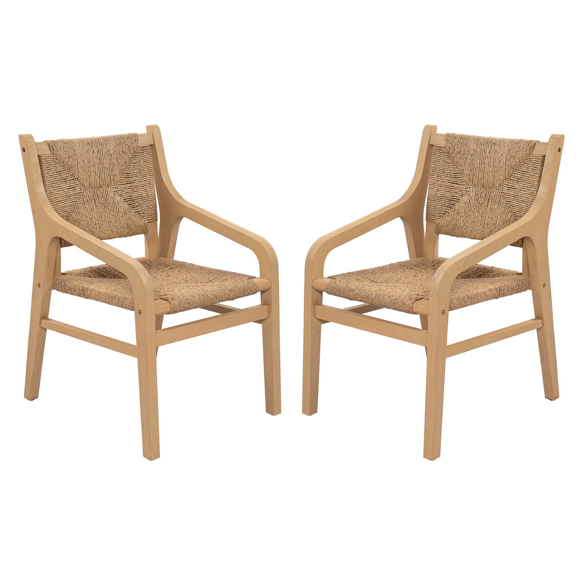 Arm Dining Chair, Indoor Outdoor (Set of 2) - Light Teak / Natural