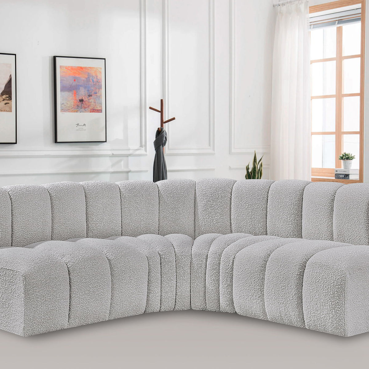 Arc - Boucle Fabric 4 Piece Corner Modular Sofa