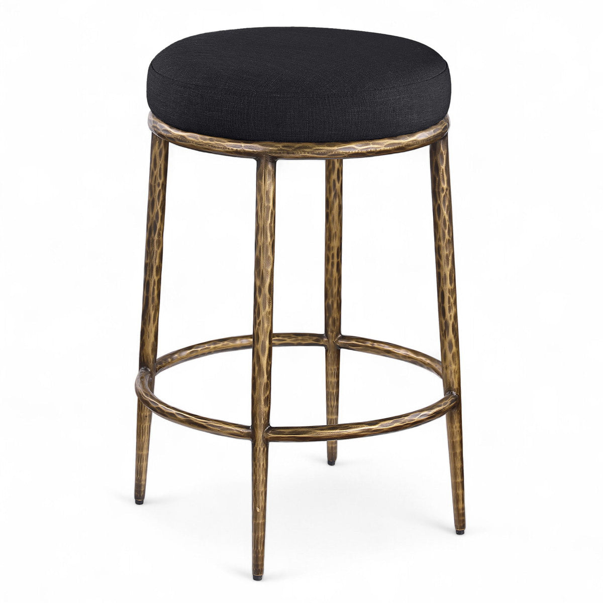 Ferro - Upholstered Backless Counter Stool With Brushed Gold Base
