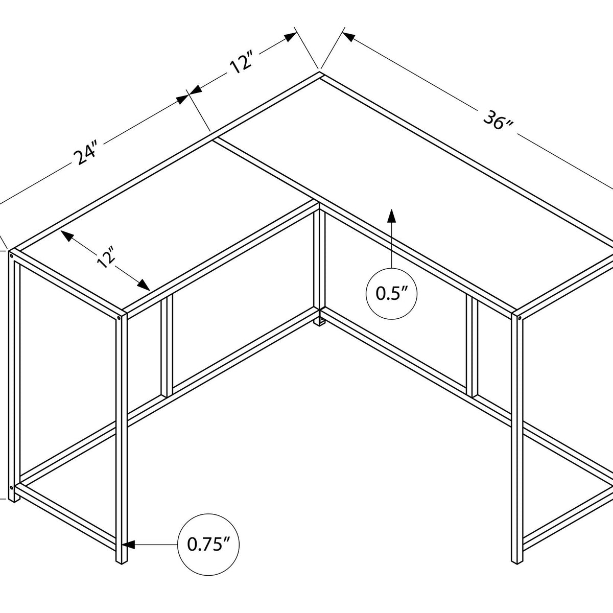 Corner Accent Console Table For Entryway, Unique L-Shaped Design