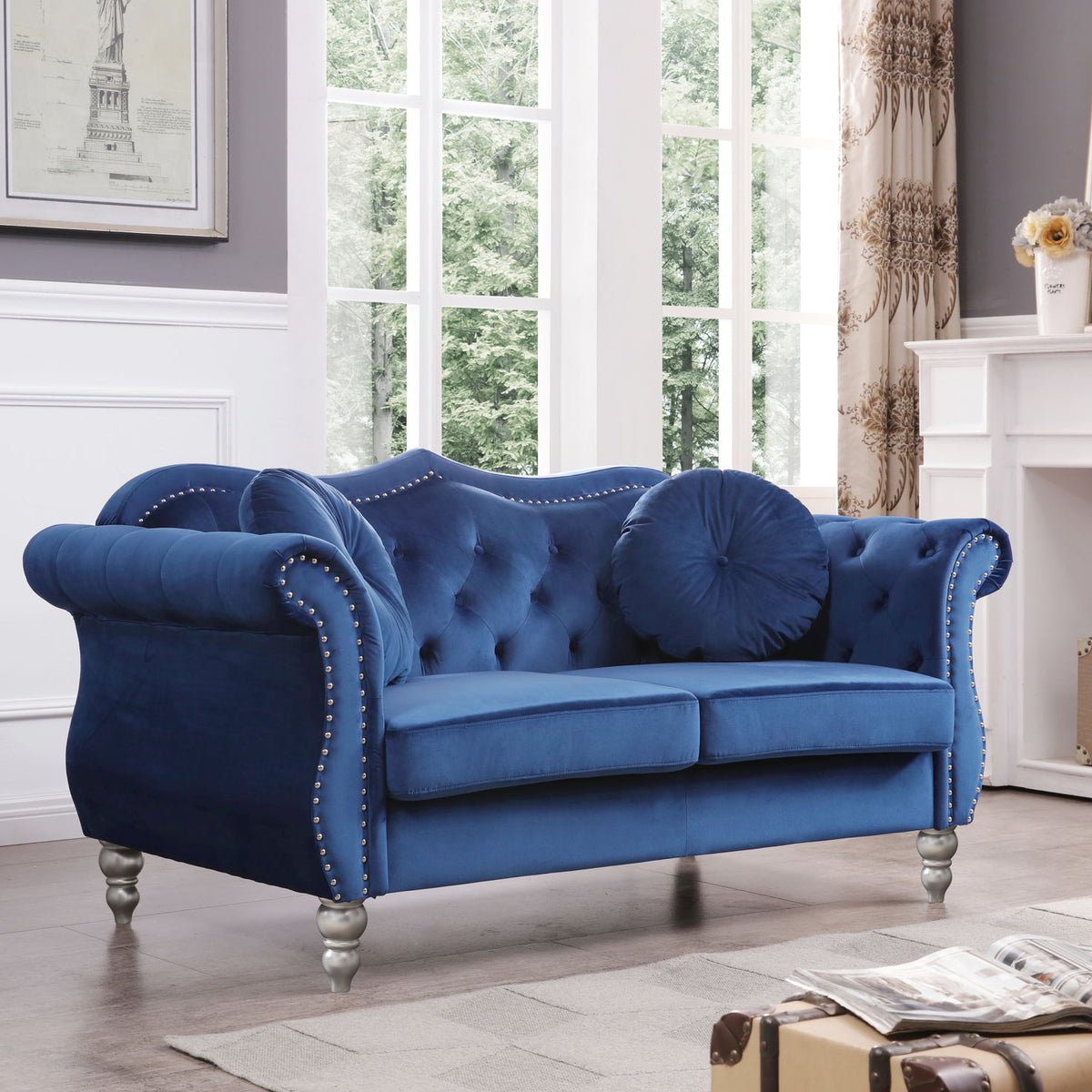 Stylish Flared Arm Loveseat