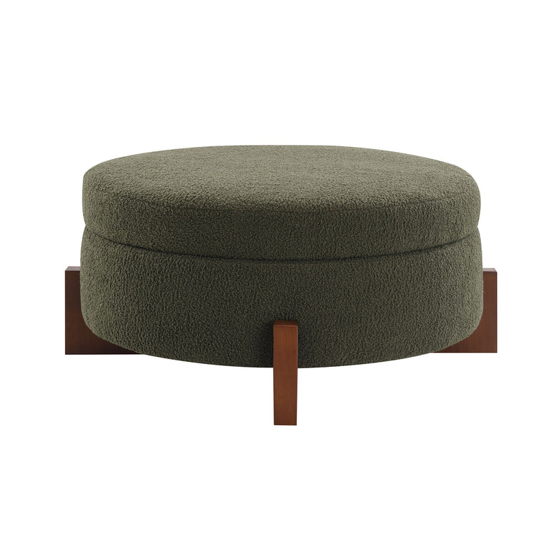 Round Storage Ottoman, Footrest Stool For Living Room