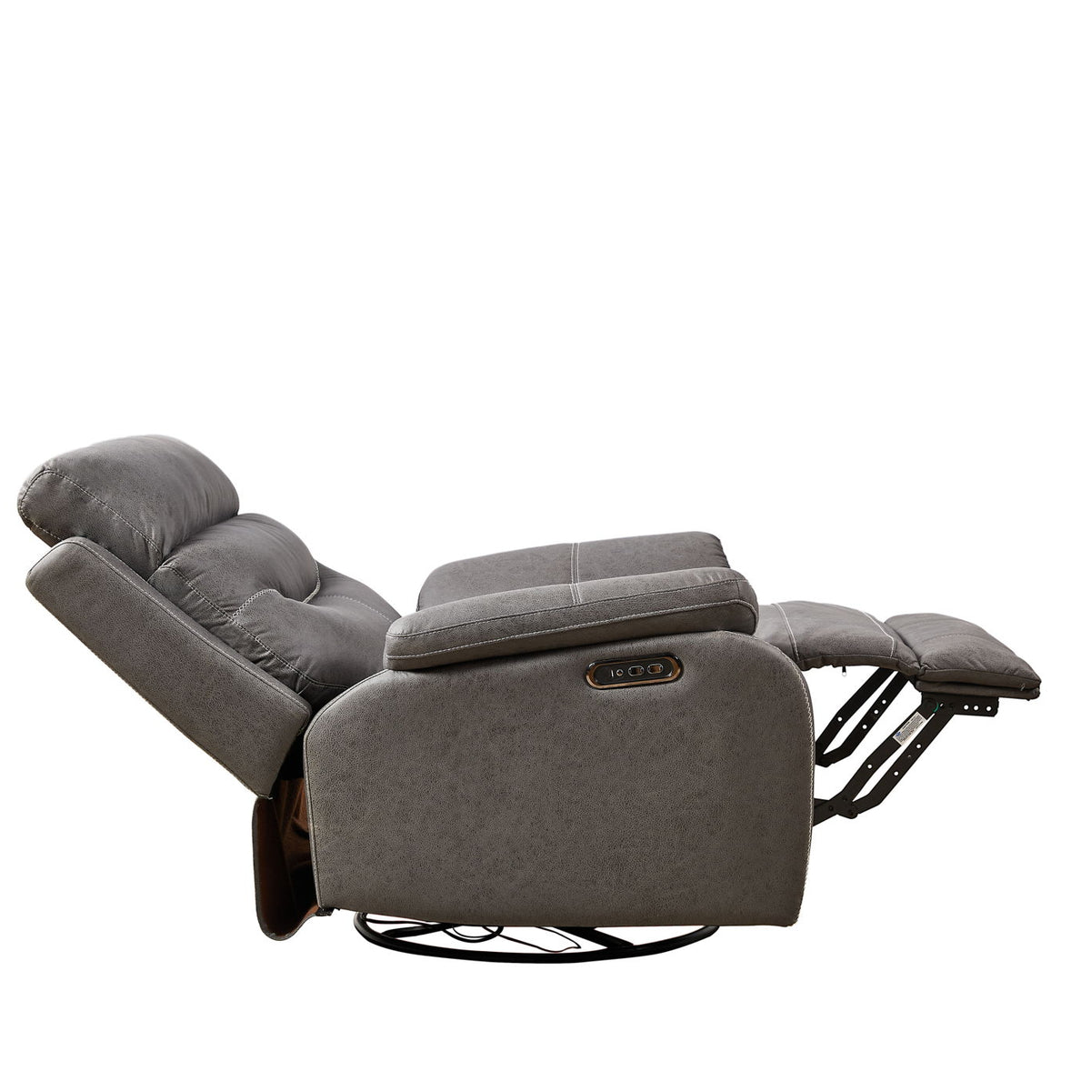 Dual Okin Motor Rocking And 240° Swivel Single Sofa Seat Recliner Chair Infinite Position, Head Rest With Power Function