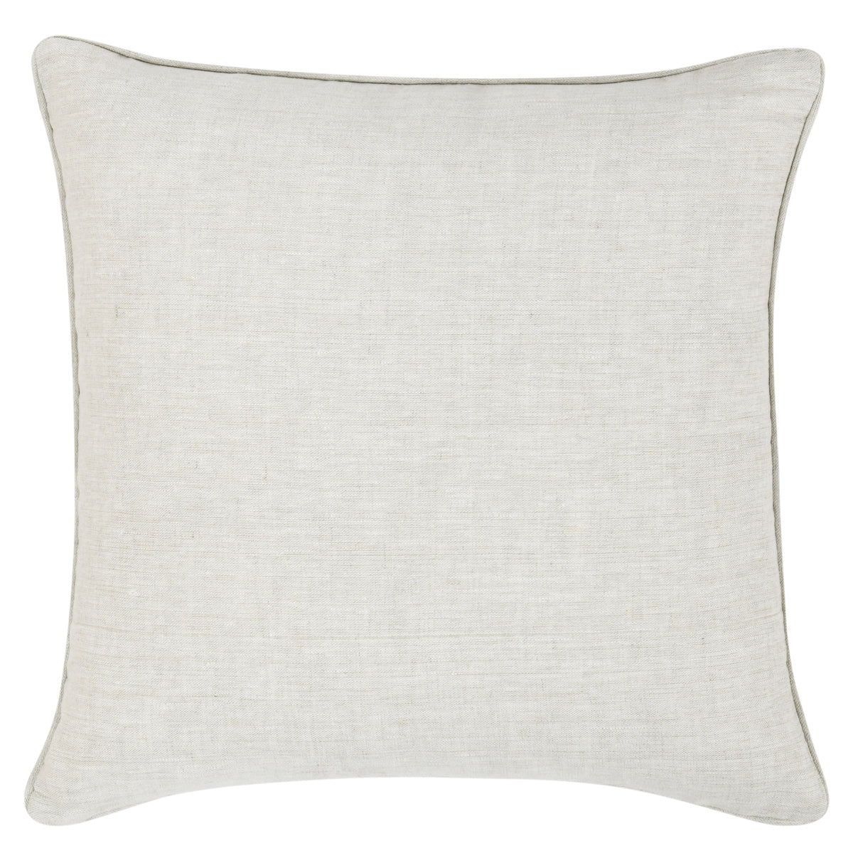 Solid light beige square throw pillow with stitched edges, 22x22 in
