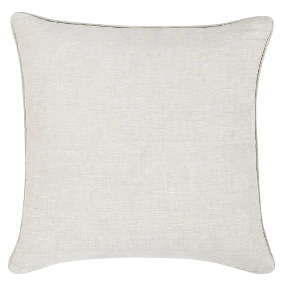 Solid light beige square throw pillow with stitched edges, 22x22 in