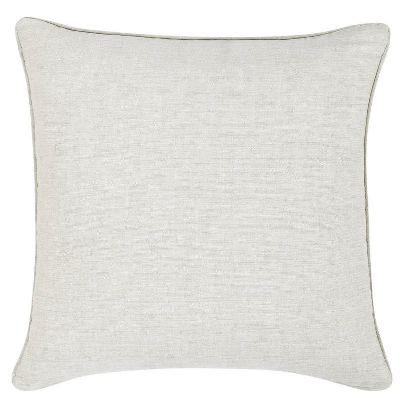 Solid light beige square throw pillow with stitched edges, 22x22 in