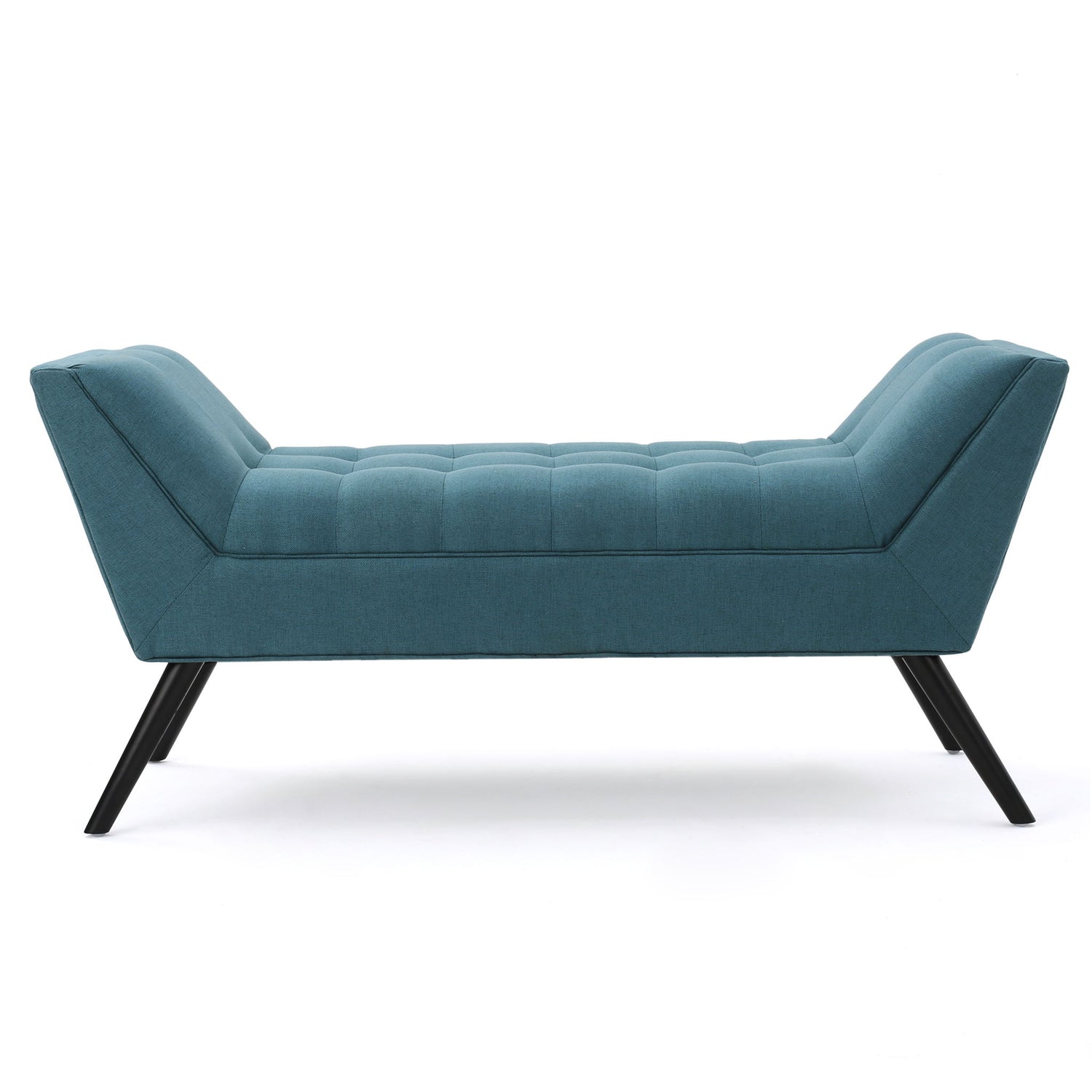Modern Fabric Bench With Padded Seat And Wide U Shape Design - Teal