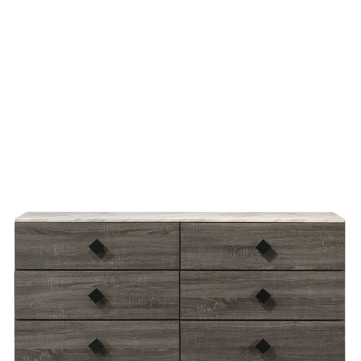 Avantika - Faux Marble Top Rustic Dresser - Gray / Marble / Oak