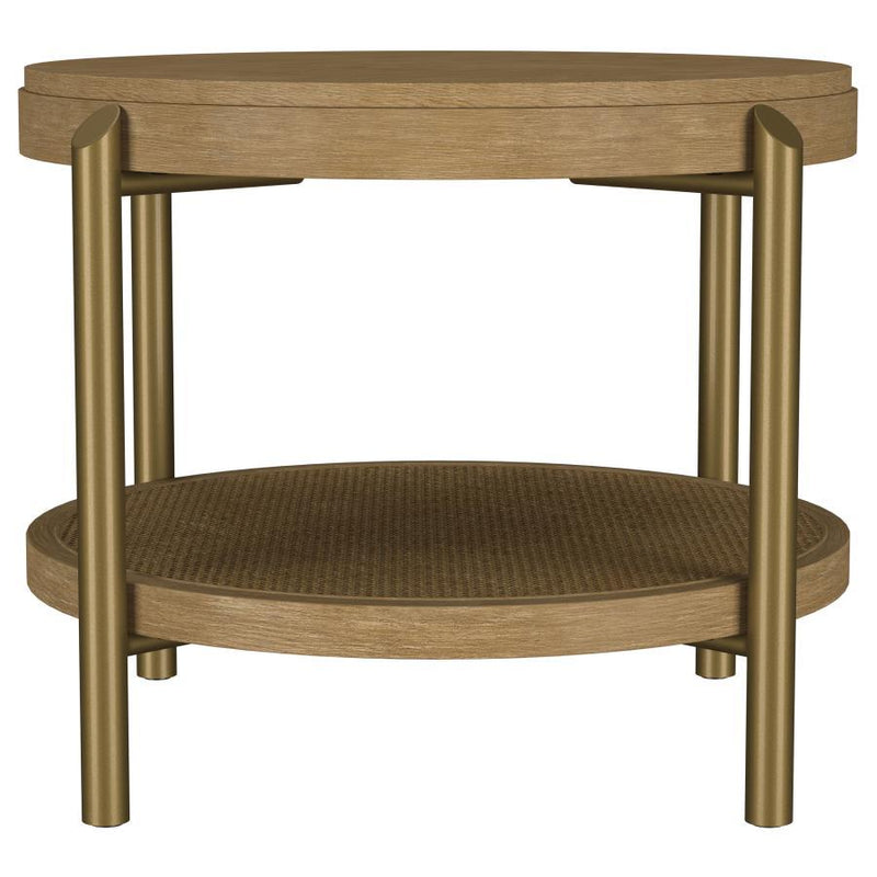 Arini - Round End Side Table With Storage Shelf