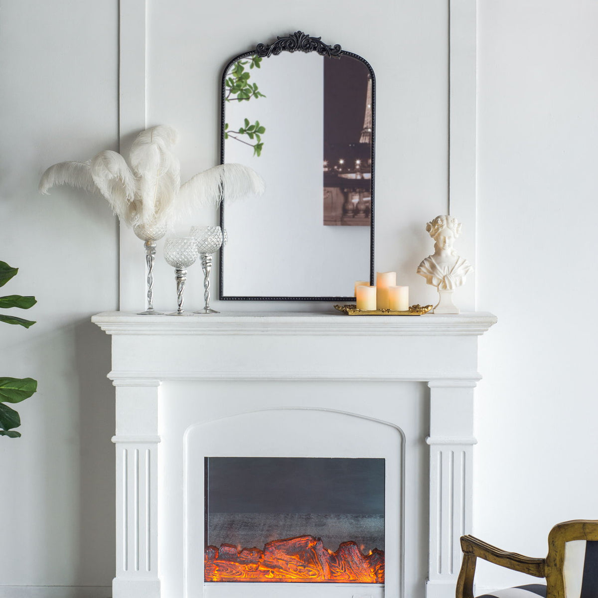 Arch Mirror, Baroque Inspired Wall Decor For Bathroom, Bedroom, Living Room