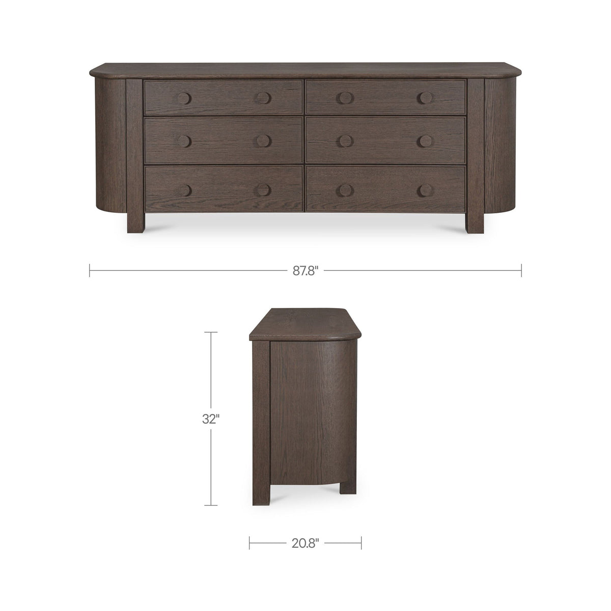 Loren - 6 Drawer Dresser - Dark Brown