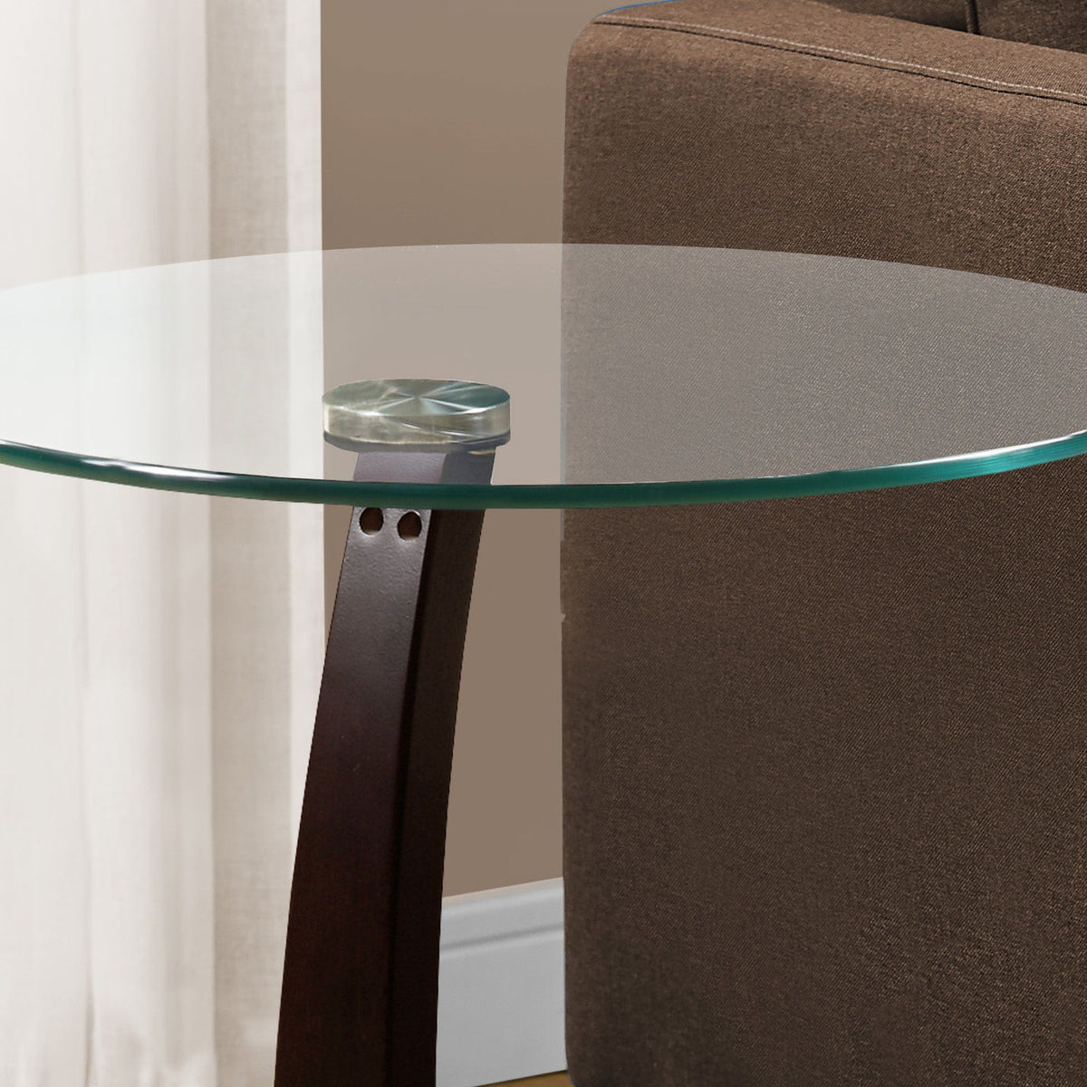 C-Shaped Accent Table Clear Tempered Glass For Living Room