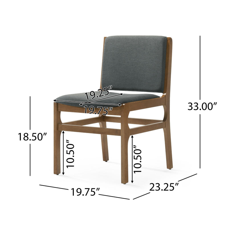 Contemporary Dining Chair Set Upholstered Fabric With Rubberwood Frame