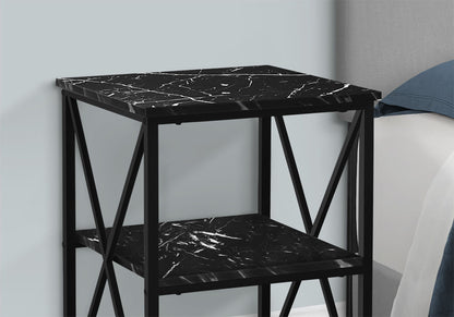 3 Tier Accent Table, Side Marble Look Contemporary & Modern