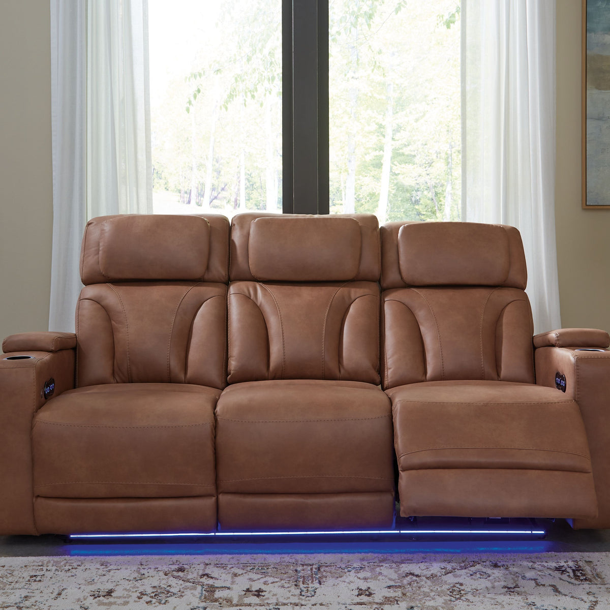Clean-Slate - Caramel - Power Reclining Sofa / Adj Headrest