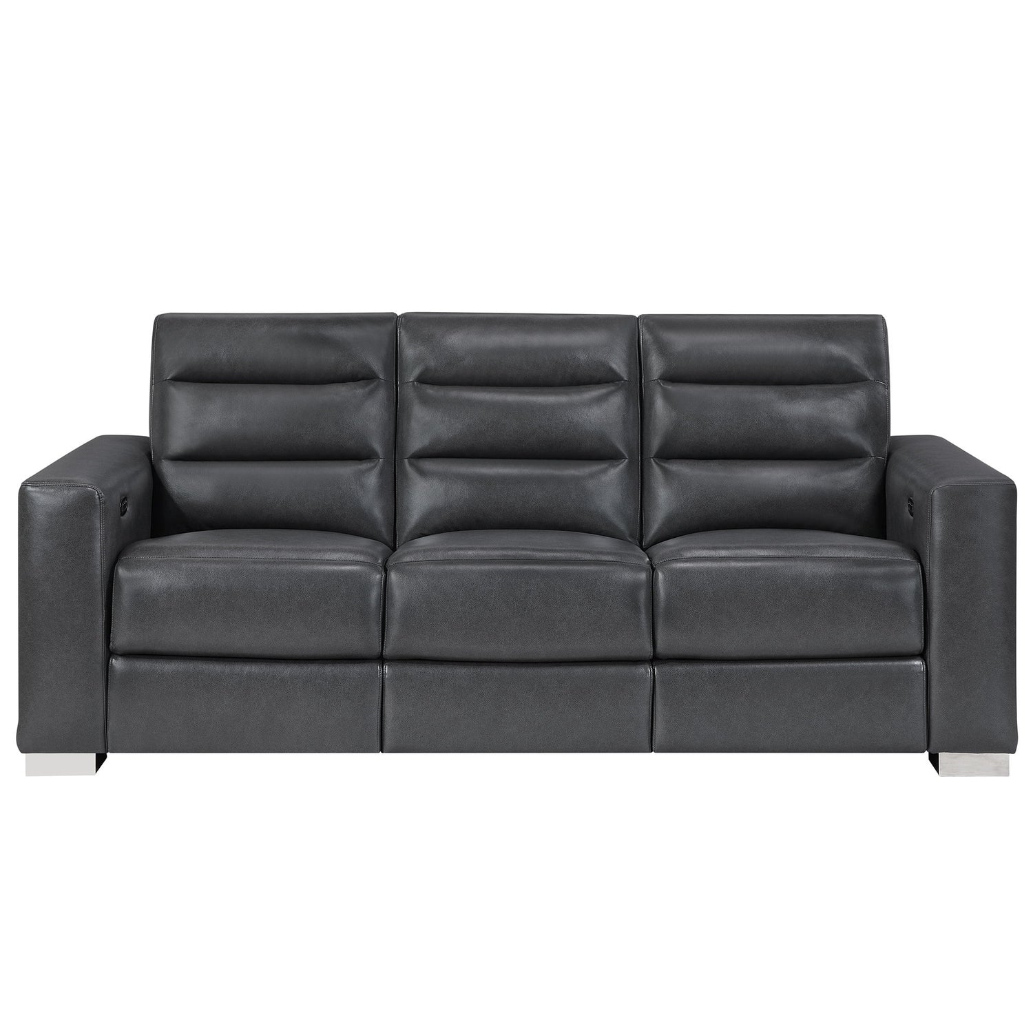 Yamein - Power Reclining Sofa With Bookcase Arms And LED Lights - Charcoal