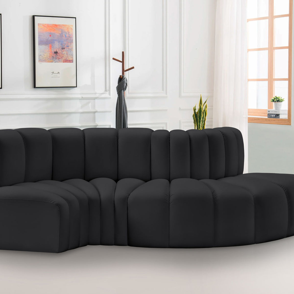 Arc - Faux Leather 4 Piece L-Shaped Modular Sofa