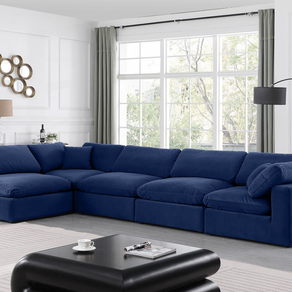 Comfy - 5 Piece Velvet Modular Sectional