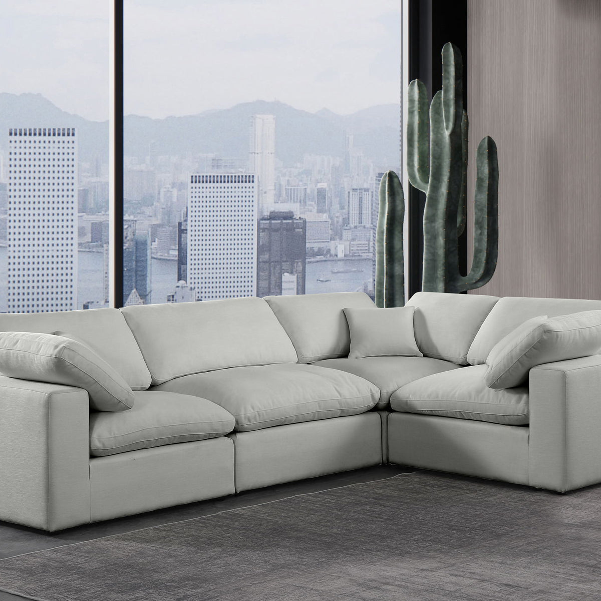Comfy - 4 Piece Linen Fabric Modular Sectional