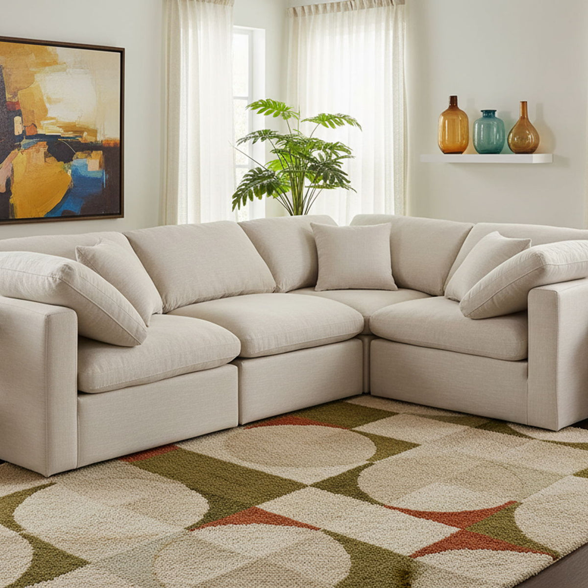 Indulge - Linen 4 Piece Modular Corner Sectional