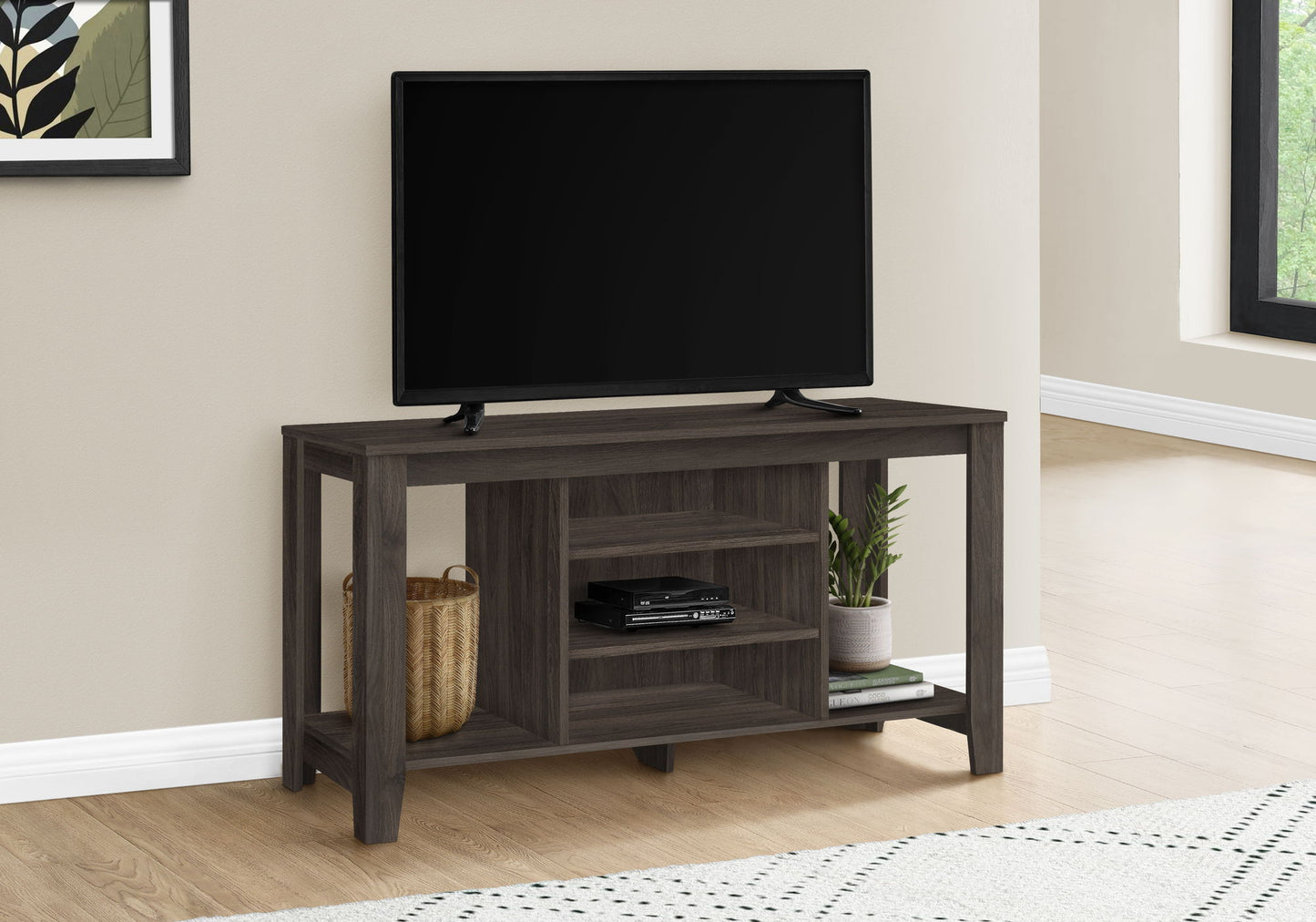 TV Stand, Console, Media Entertainment Center, Versatile Storage Shelves