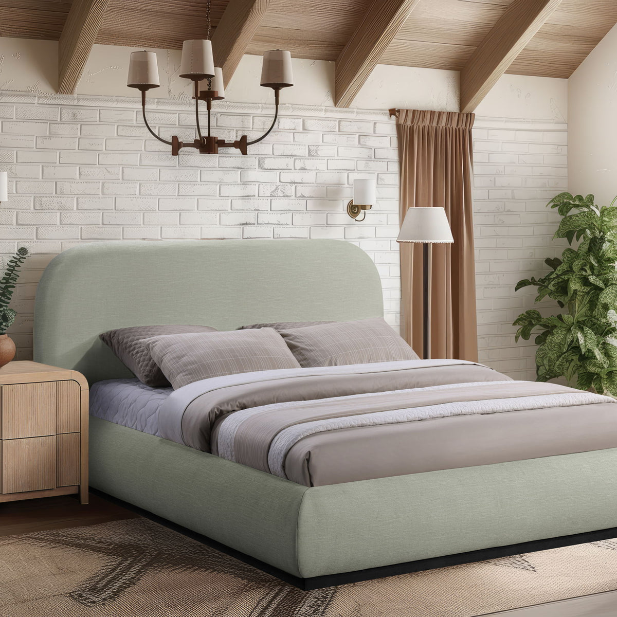 Vaughn - Chenille Bed With Black Base
