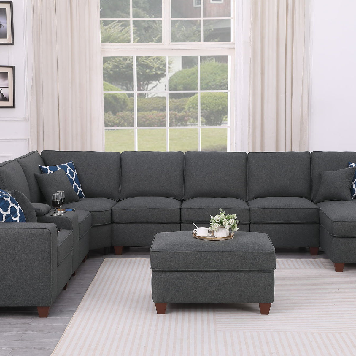 Eric - 9 Piece Upholstered Sectional With Ottoman