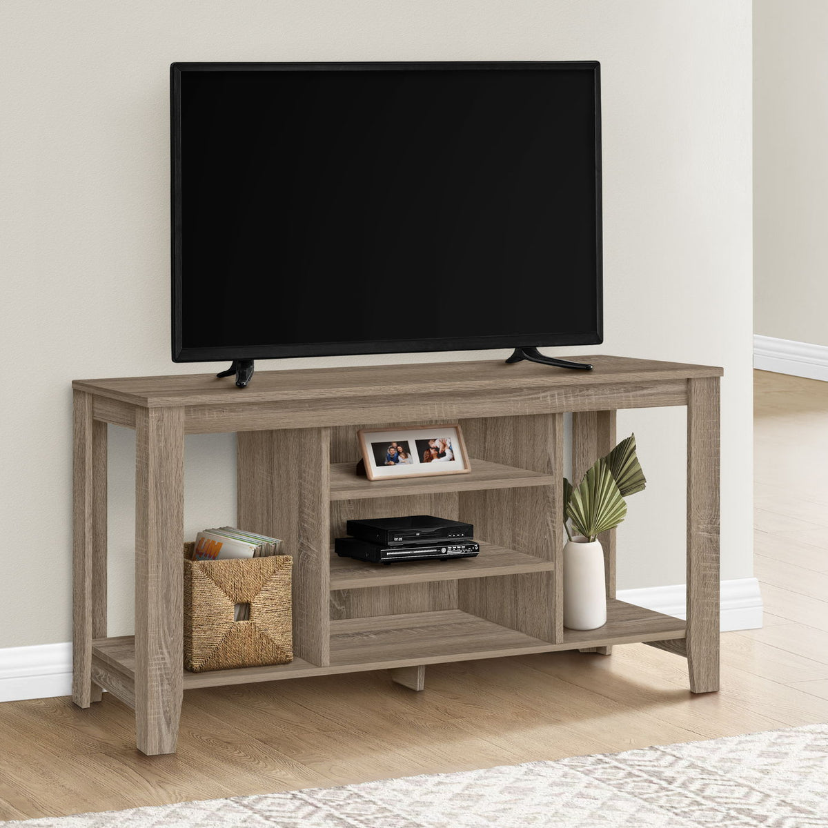 TV Stand, Console, Media Entertainment Center, Versatile Storage Shelves