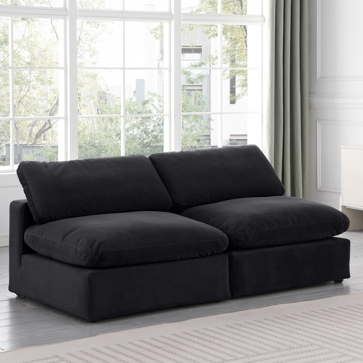 Comfy - Velvet Modular Armless Sofa 2 Seats