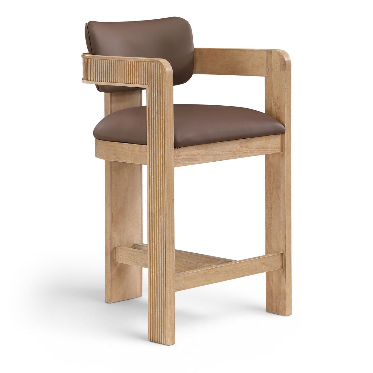 Sacha - Vegan Leather Upholstered Counter Stool With Natural Base
