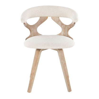 Gardenia mid-century dining chair, beige upholstered seat and light wood legs