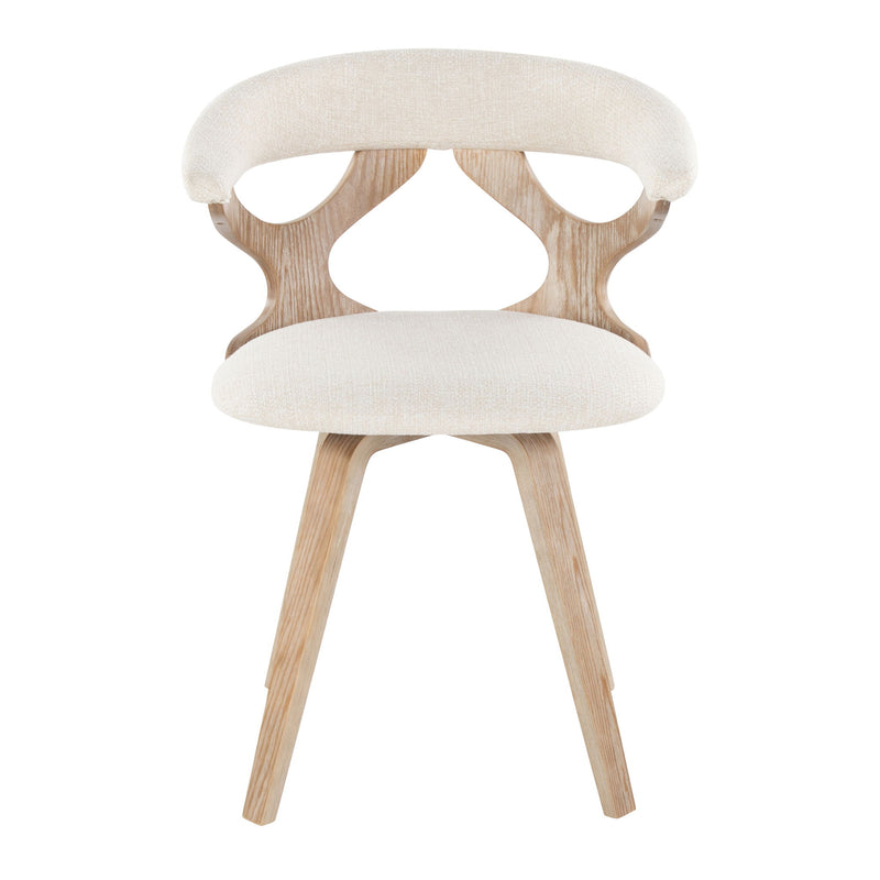 Gardenia mid-century dining chair, beige upholstered seat and light wood legs