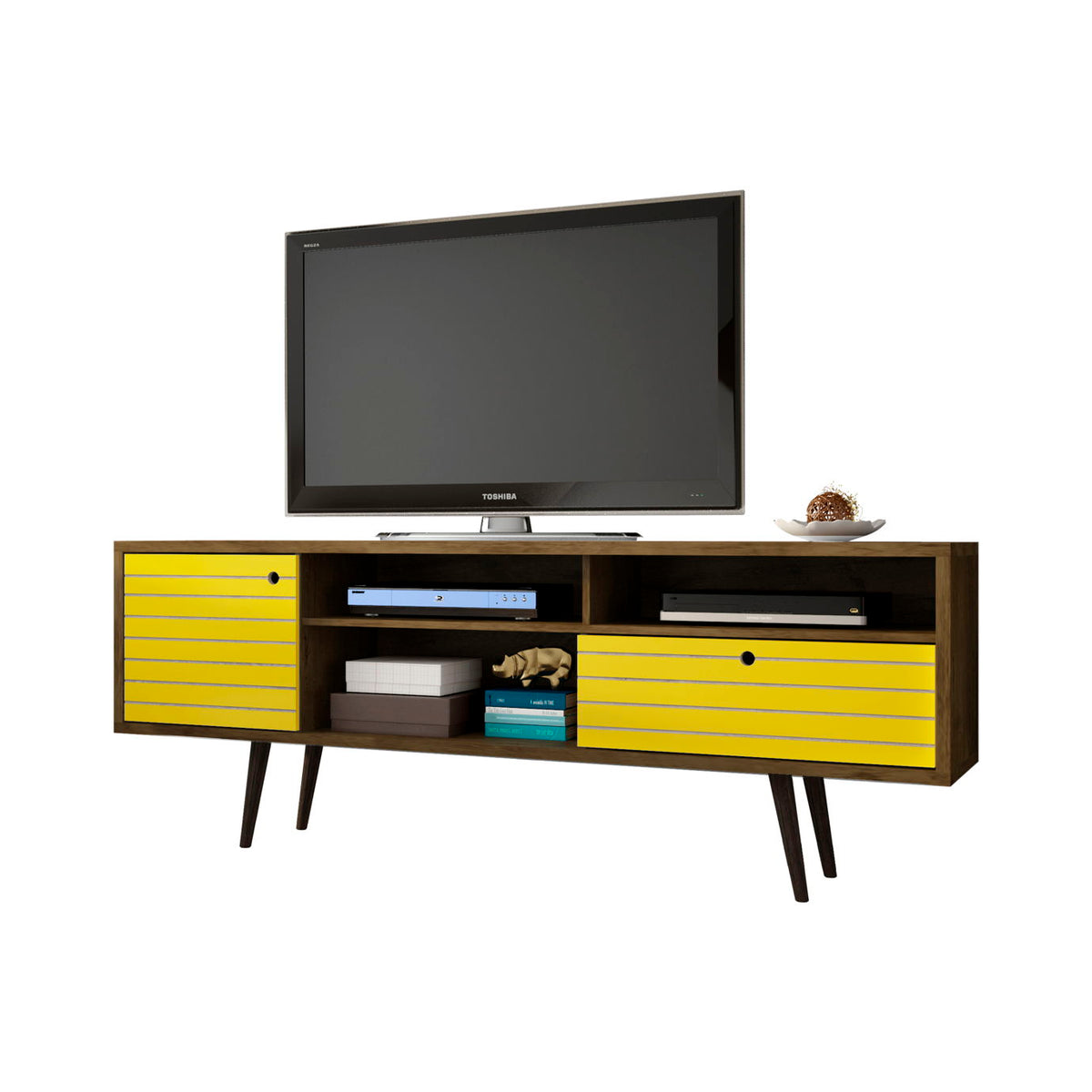 Manhattan Liberty - 71" TV Stand With Rustic Brown Frame