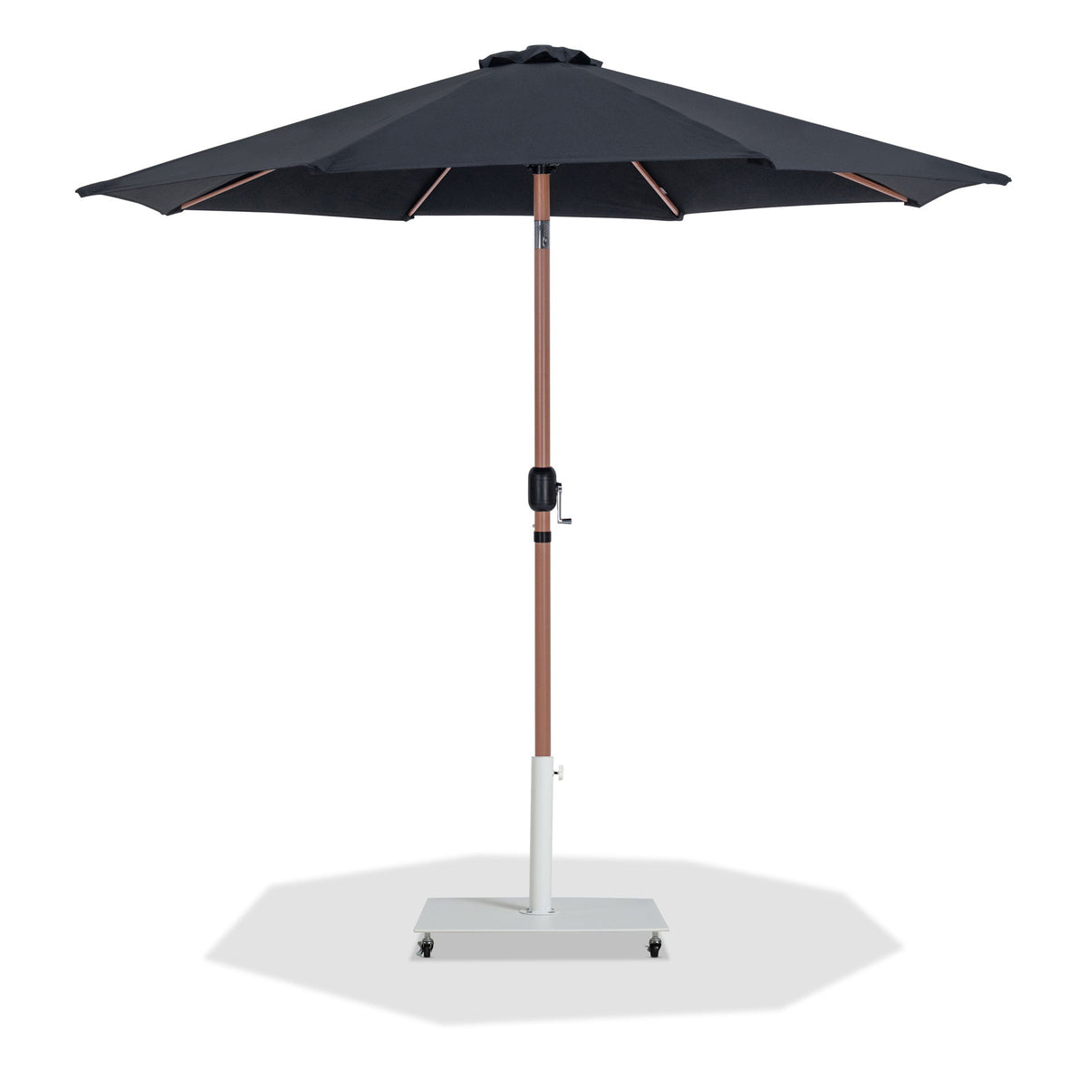 Fiji - Aluminum Patio Umbrella With Square White And Teak Base