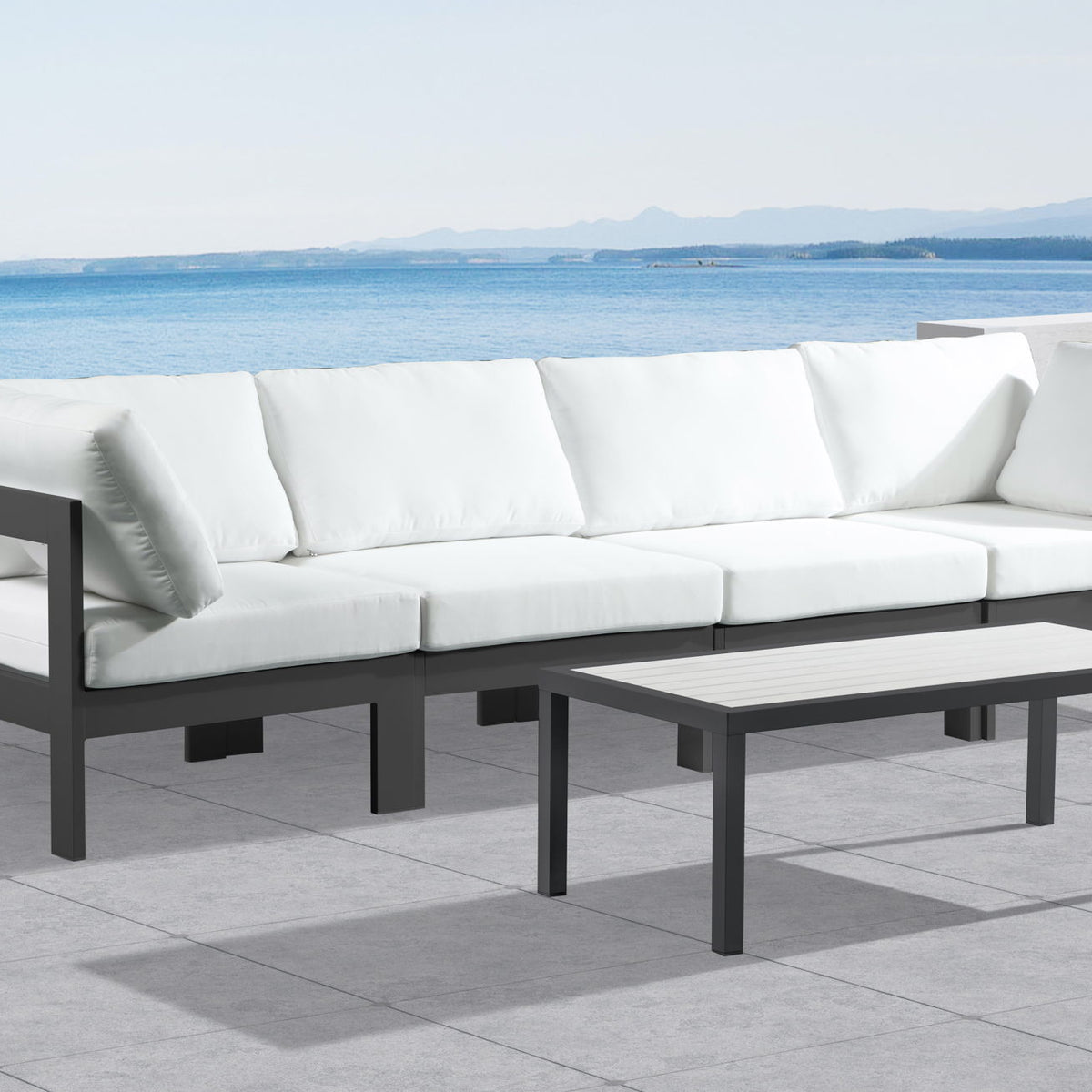 Nizuc - Outdoor Patio 4 Seat Modular Sofa With Gray Frame