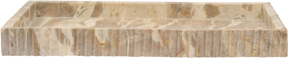 Cream genuine marble tray with raised sides