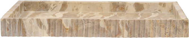 Cream genuine marble tray with raised sides