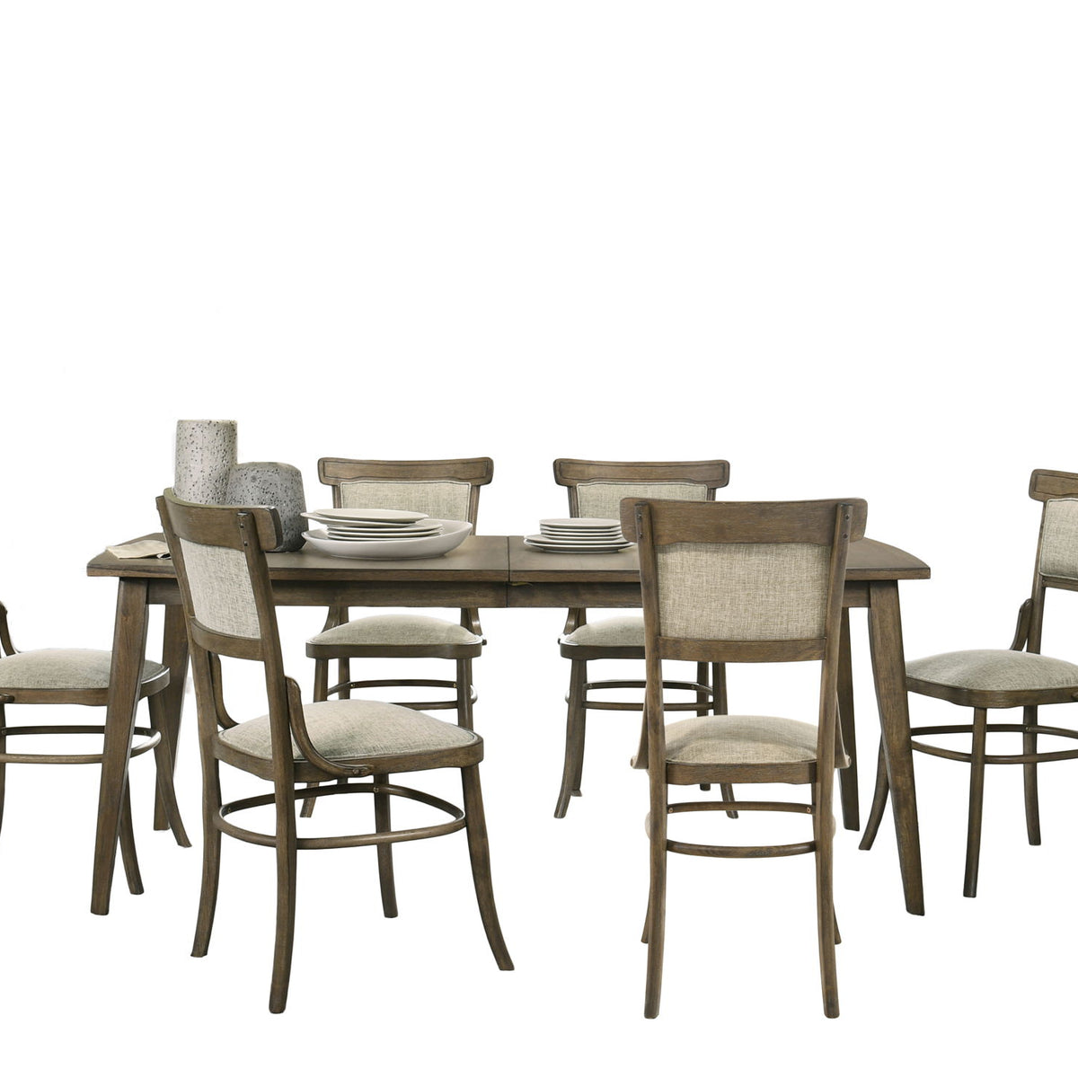 Bistro - Dining Table With Off White Fabric Dining Chairs