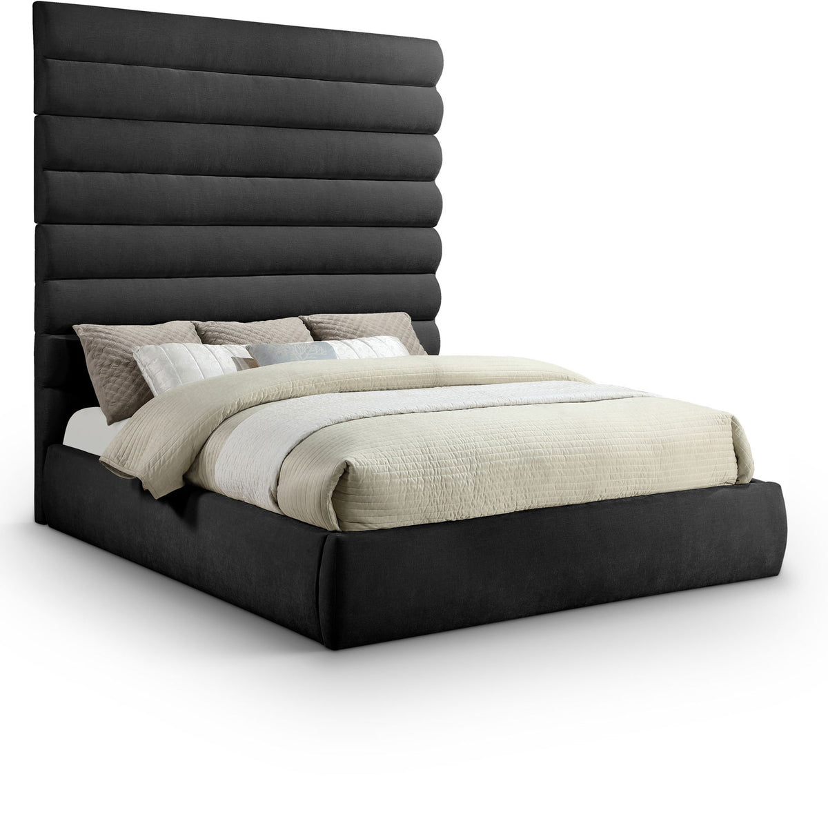 Adam - Chenille Fabric Bed With 89" Headboard