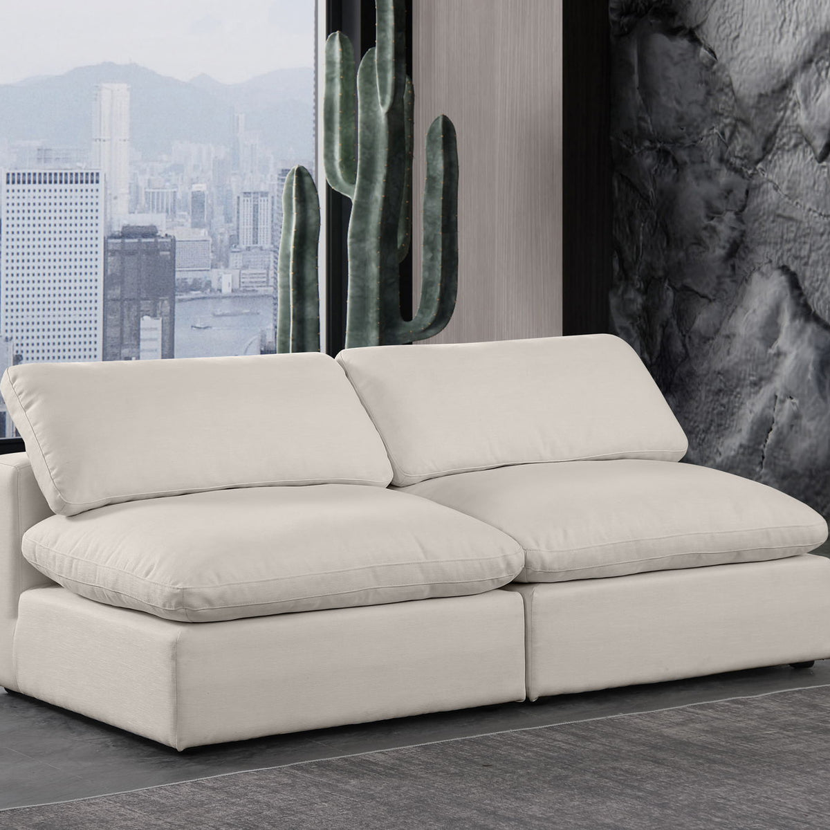 Comfy - Linen Modular Armless Sofa 2 Seats