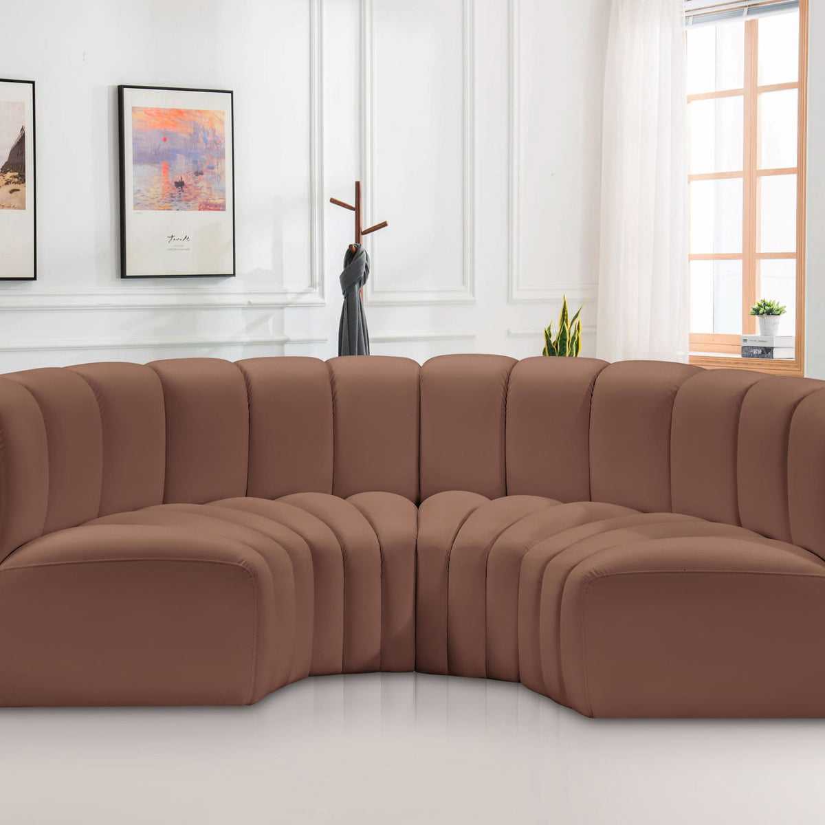 Arc - Faux Leather 4 Piece U-Shaped Modular Sofa
