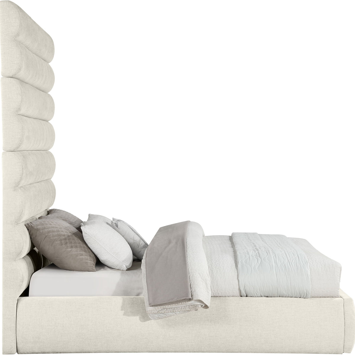 Adam - Chenille Fabric Bed With 89" Headboard