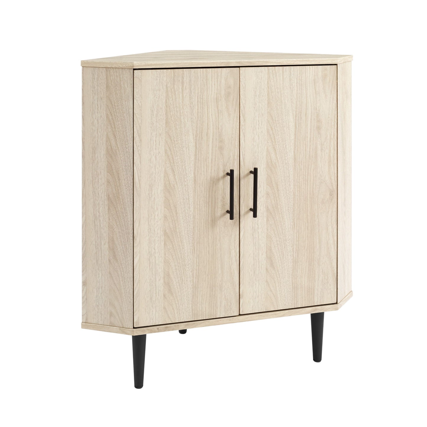 Contemporary 2 Door Mixed-Material Corner Accent Cabinet