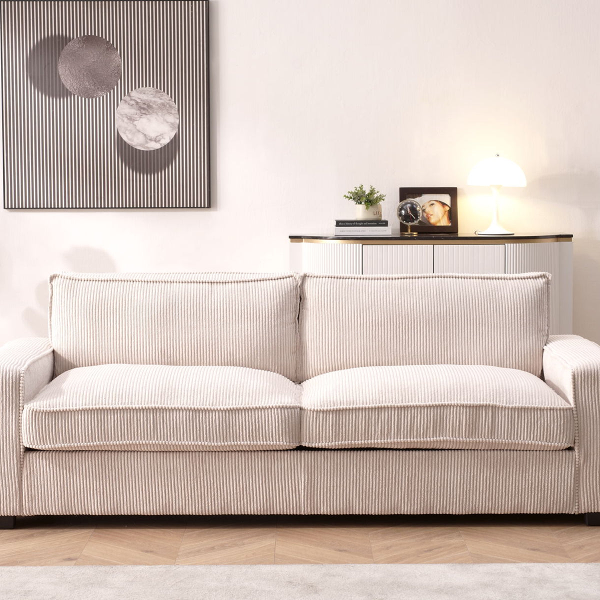 Luxe - Corduroy Sofa With Sleek Design, Spacious And Comfortable 3 Seater Couch