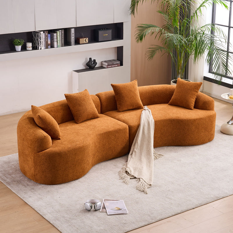 4 Seater Sofa With Chenille Fabric, 30D, 60 Hardness Full Sponge, 4 Pillow For Living Room, Home Furniture Sleeper Sectional Sofa For Apartment
