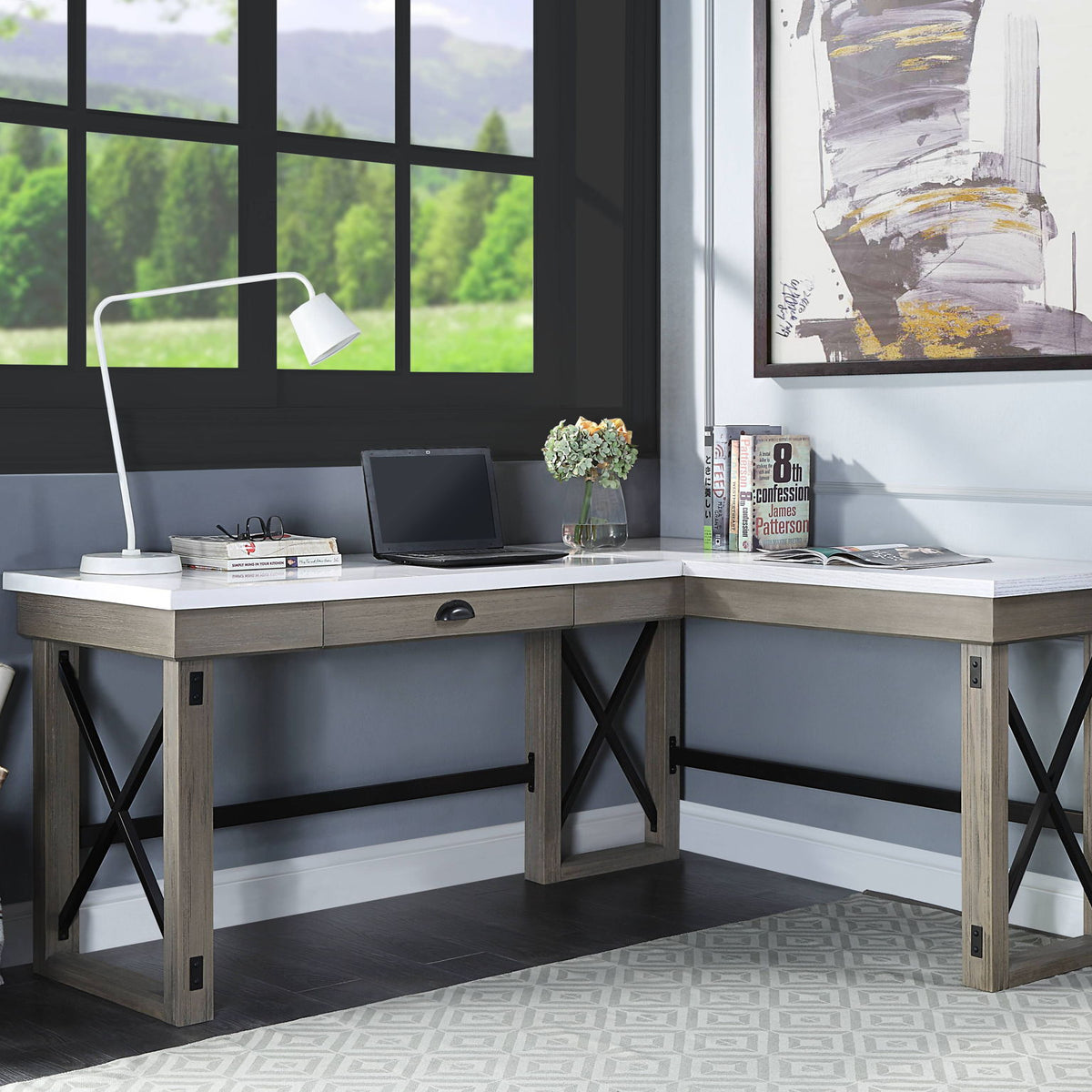 Talmar - Marble Top & Rustic Writing Desk With Lift Top - Oak